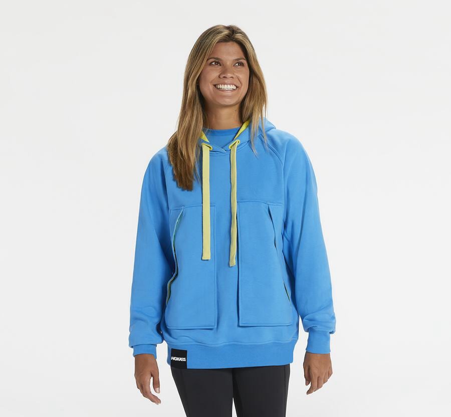 Hoka One One Kapşonlu Sweatshirt Kadın Mavi - Bondi - UM8904752